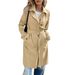 "Elegant Belted Trench Coat For Women - Slim-Fit Long Jacket With Button Front & Pockets, Khaki (S-XXL)"_ecoleips.com