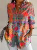 This Retro Bohemian-style Long-sleeved Shirt With Colorful Floral Patterns Is Fashionable, Versatile And Eye-catching_ecoleips.com