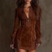 2025 European And American Women's Clothing Independent Site Zipper Lace Patchwork V-Neck Long Sleeve Loose_ecoleips.com