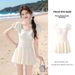 Conservative Slimming One-Piece Swimsuit Women's Sexy Skirt Style High End Vacation Hot Spring Swimwear Short Sleeve Polyester_ecoleips.com