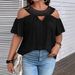 Women's Off-shoulder Sleeve Design, Holiday-style T-shirt With Lace Collar, Fashionable Short-sleeve European And_ecoleips.com