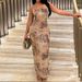 Women's Clothing Printed Suspender Skirt Slim Fit Backless Temperament Slit Long Skirt Floral Dress_ecoleips.com