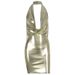 Solid Color Shiny Metallic Special Cowl Neck Sleeveless Halter Backless Bandage Bodycon Dress For Women Party Cocktail_ecoleips.com