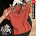 Stretch Cotton Casual Contrast Collar Polo Shirt For Women, Comfortable Breathable T-Shirt With Collar, Summer Fashion Top For Ladies And Mature Women_ecoleips.com