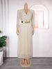 Elegant V-Neck Evening Dress With Rhinestones Plus Size A-Line Maxi Dress For Wedding/Banquet/ Wrinkle-Resistant Polyester_ecoleips.com