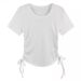 Pleated Drawstring Slimming Short-Sleeve T-Shirt For Women, 2026 Summer Korean Minimalist Chic Top Trend_ecoleips.com