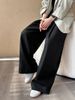 K New Design Versatile High Waist, Floor Dragging, Wrinkled Wide Leg Pants. No Belt_ecoleips.com