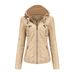 K Hooded Leather Jacket Two-piece Set, Detachable Plus Size Leather Jacket For Women_ecoleips.com