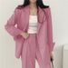 Women's Brown Suit Jacket Petite Style Fashionable Korean Casual Set Spring Autumn_ecoleips.com
