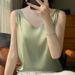Satin Double Shoulder Strap Vest For Women 2025 Summer New V-Neck Short Elegant Sleeveless Blazer Inner Top T-Shirt_ecoleips.com
