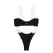 Women's High-Cut Bikini Set Minimalist Swimwear Black And White High-Leg Design Sexy Clothing_ecoleips.com