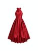 Freeacy Women's Elegant Evening Dress Halter-neck Sleeveless High Waist A-line Pleated Dress Summer Stylish Party Gowns_ecoleips.com