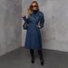 Women's Elegant Denim Trench Coat European American Style Spring Autumn Fashionable Casual Mid-Length Coat_ecoleips.com
