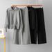 Elegant Knitted Two Piece Set for Women Double Zipper Lapel Sweater Loose Casual Long Sleeved Top Wide Leg Pants_ecoleips.com