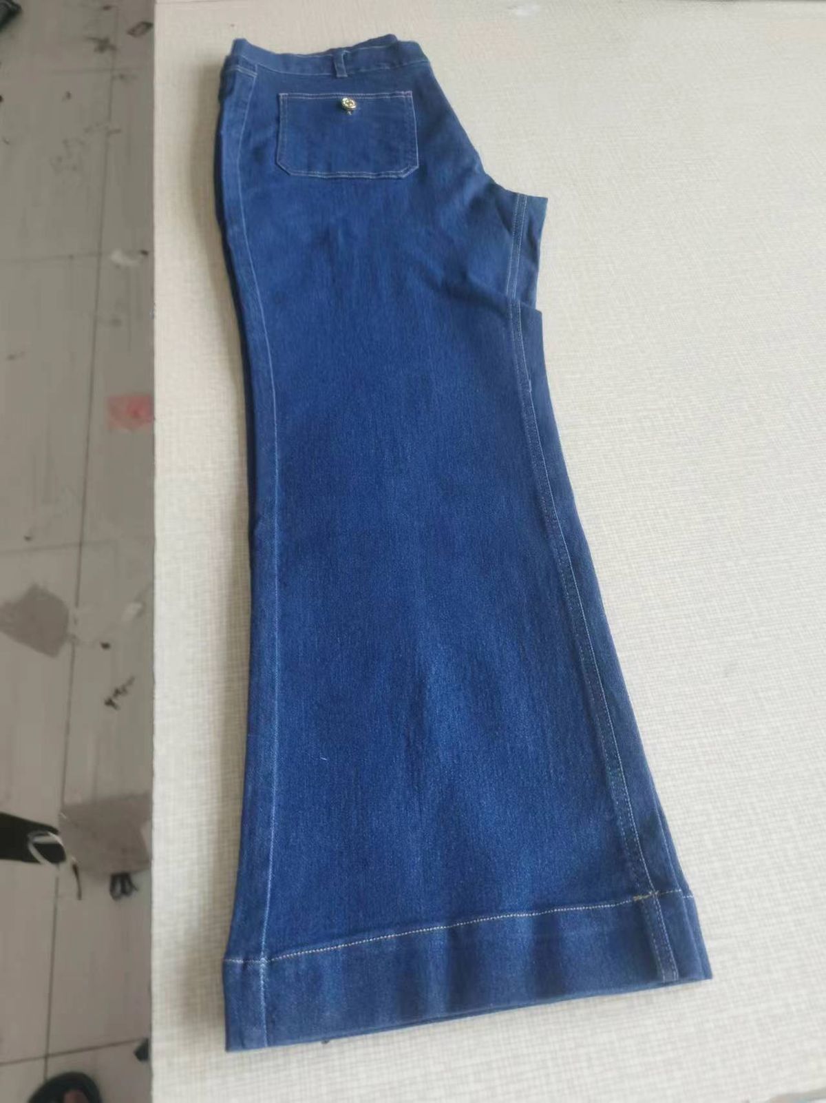 Women's Clothing Denim Trousers Trousers High Waist Elastic Wide Leg Trousers Straight Trousers New_ecoleips.com