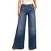Plus Size Vintage Washed Button Fly Jeans - Mid Rise Relaxed Fit Stretch Denim Pants For Women (Medium Blue, 1XL-4XL)_ecoleips.com