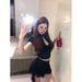 2025 New Hot Girl Black Mesh Long Sleeve T-Shirt Top Women Summer Half Skirt Two-Piece Set_ecoleips.com