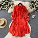 Women's Korean Dongdaemun Style Casual Shirt Relaxed Vibe Three Dimensional Floral Design Irregular Loose Batwing Sleeves_ecoleips.com