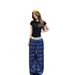 Unisex Blue Plaid Casual Pants Thin Wide Leg Straight Leg Summer Fitness Sports Style With Letter Belt_ecoleips.com