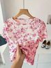 Women's Clothing Floral Mesh T-Shirt For Women Style Slim Fit Round Neck Short Sleeved Breathable Base Layer Top_ecoleips.com
