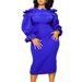 Women's Clothing Autumn One Line Collar Off Shoulder Long Sleeved Temperament Slim Large Size Foreign Trade Dress_ecoleips.com
