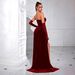 Elegant Korean Velvet Corset Dress With Ribbon Details – Sexy Long Evening Gown For Banquet & Party_ecoleips.com