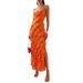 Cross-Border European And American Women's Fashion Slit Vacation Strap 2025 Summer New Lace-Up Sexy Ruffled Long Dress_ecoleips.com