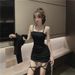 Summer New Sweet And Spicy For Women Drawstring Strap Dress Sexy Long Sleeve Short Cardigan Two-Piece Set_ecoleips.com
