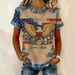 Women's 3D Printed Short Sleeve T-Shirt Waffle-Knit Retro Streetwear Soft And Breathable Top in 5 Colors Size S-5XL_ecoleips.com