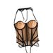 Aria Basics Aria Basics Cross-border European American Fashion Color-blocking Halter Neck Strapless Tank Top, Sexy Alluring, With See-through_ecoleips.com
