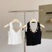 Sweet And Spicy Buttoned Halter Neck Camisole Women's Summer Slim Fit Sexy Pure Desire Sleeveless Tube Short Top_ecoleips.com