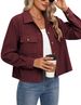 Trendy Women's Corduroy Button-Up Cropped Jacket – Casual & Stylish Short Shirt, Polo Collar, Multiple Colors (S-XXL)_ecoleips.com