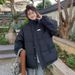 Plus Size Winter Puffer Coat For Women – Thickened Slimming Short Jacket, Korean Style Princess Sleeve Zip-Up Quilted Outerwear (Blue/Black)_ecoleips.com