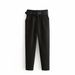 Women's Clothing Elegant Temperament Small Feet Slim Professional White Casual Pants With Belt_ecoleips.com