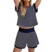 Casual Summer Striped T-Shirt & Shorts Set For Women - Breathable Polyester & Spandex Blend, Comfortable & Stylish Outfit_ecoleips.com