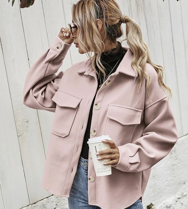 Women's Clothing Lapel Single Breasted Thick Wool Coat Solid Color Loose Fit Spring Clothing_ecoleips.com