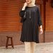 Women's Clothing Casual Pleated Loose Long Sleeved Round Neck Pullover Shirt Tops Southeast_ecoleips.com