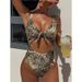 2026 New Leopard Print Exposed Navel One-piece Swimsuit Women Slim Beach Bikini Hot Spring Swimsuit_ecoleips.com
