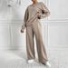 European And American Cross-Border INS Style Hot-Selling New Solid Color Round Neck Sleeve Long Pants Women's Elegant_ecoleips.com
