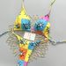 Women's Clothing Colorful Patchwork Graffiti Bikini Thong Swimsuit For Women For Formal & Casual For Women_ecoleips.com