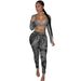 YD8538-D12 Special Offer No Returns Or Exchanges Women's Fashion Sexy Mesh Printed Two-Piece Set_ecoleips.com