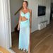 Women's Solid Color High-Waisted Long Dress With Hollowed Out Front And Split Back, Slim Fit, 8111_ecoleips.com