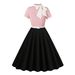 Women's Short Sleeved Dress Elegant Patchwork Bow Knot Slim Fit Style Summer New_ecoleips.com