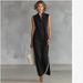 Sleeveless Collared Button Detail Long Casual Slimming Dress For Women New Fashion_ecoleips.com