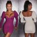 sexy chest-wrapped long-sleeved hot style hot style hip-covering dress_ecoleips.com