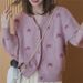 K New V-neck Versatile Soft Style Cardigan With Button Star Soft And Glutinous Sweater For Women's Top. No Bags, Necklaces, Or Other Accessories._ecoleips.com