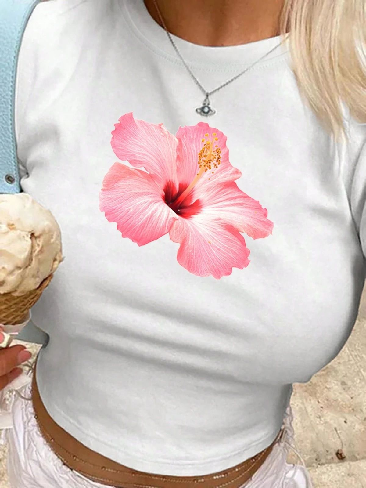 Women's Clothing Short Hot Girl Slim Top Short Sleeve Printed T Shirt Women's Baby Tee_ecoleips.com
