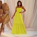 Elegant High-Waisted Retro A-Line Maxi Dress Solid Color Flowy Summer Dress Pink Black Neon Green Army Green_ecoleips.com