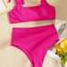 Women's Clothing Women's Sexy Solid Color European American Style Swimsuit Lace-Up Two-Piece Bikini Set Beach Swimwear_ecoleips.com