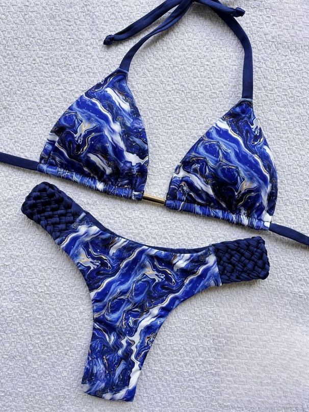 Women's Sexy Beach Swimwear Braided Print Bikini Swimsuit_ecoleips.com